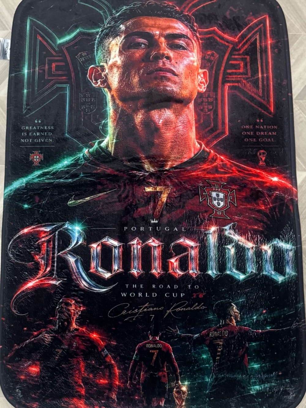 Cristiano Ronaldo Portugal 'Ronaldo' Graphic Rug/Wall Decor 35x23 IN.